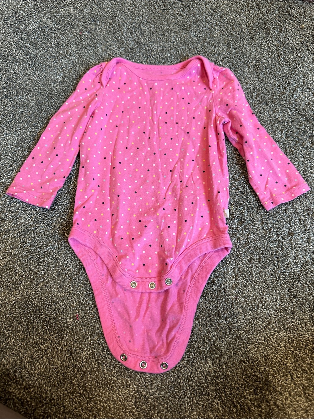 GAP Pink Long-Sleeve Dot Print Baby Bodysuit
